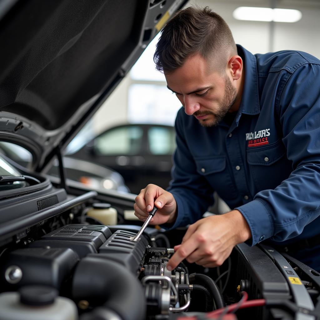 Van Laar's Auto Service Technician Working on a Car