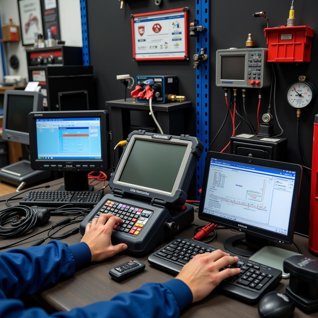 Modern diagnostic tools in a Vernon auto repair shop