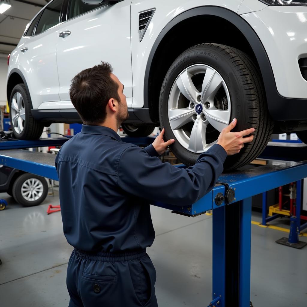 Vita Auto Tire Alignment Service in Progress