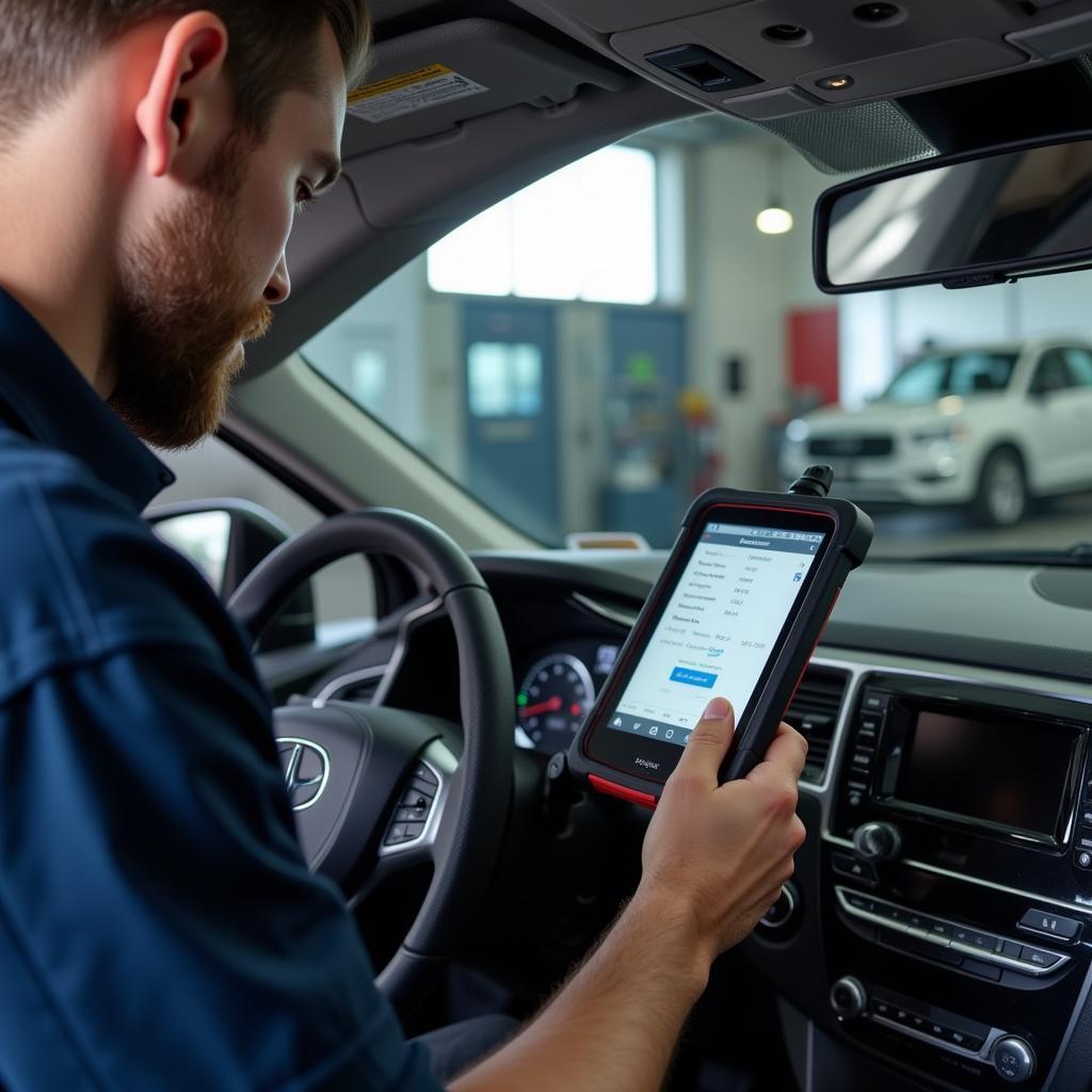 WA Auto Service Technician Diagnosing a Car Problem