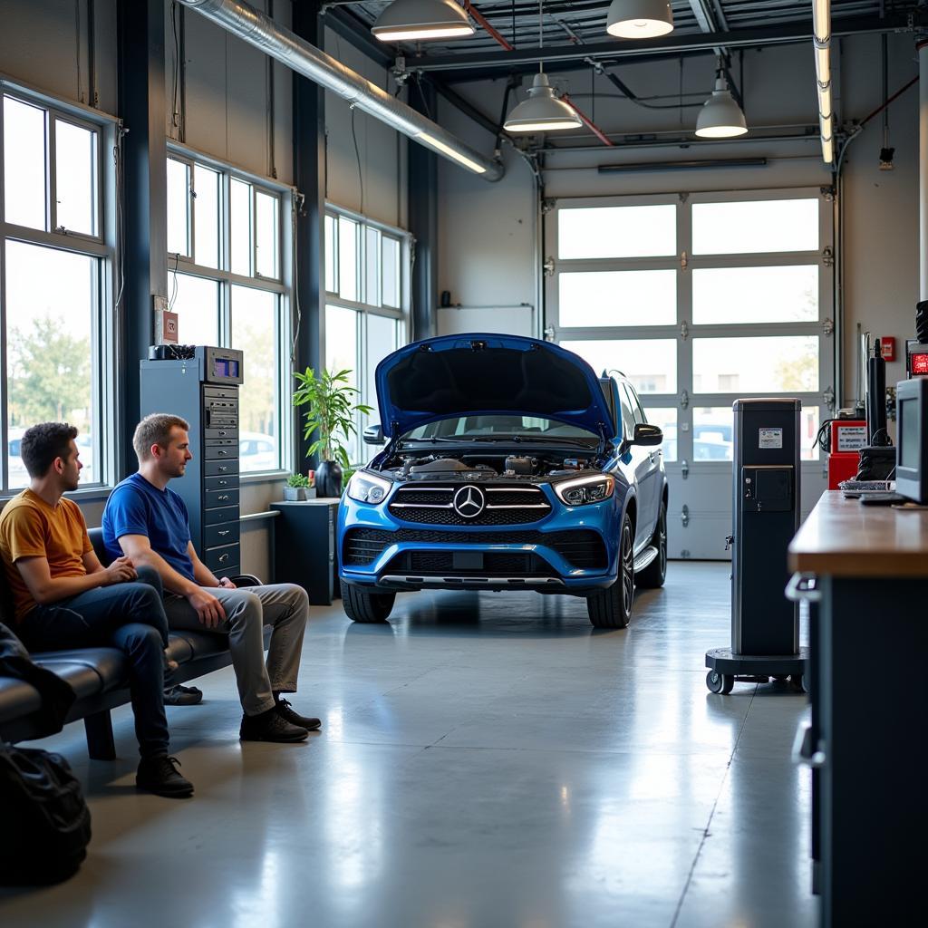 Modern and clean auto service shop interior