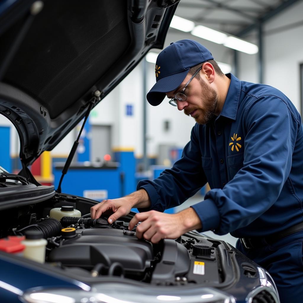 Walmart Auto Service Technician Working