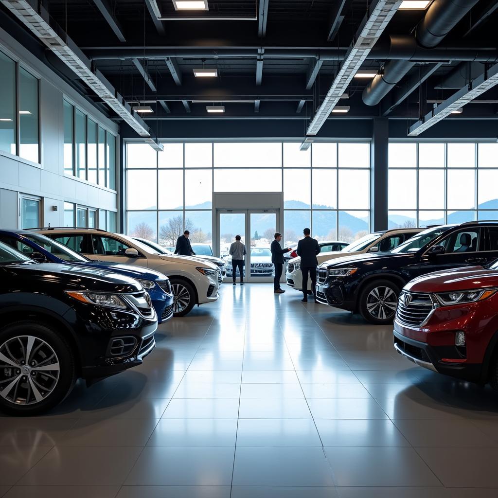 Modern car dealership showroom in Washington State