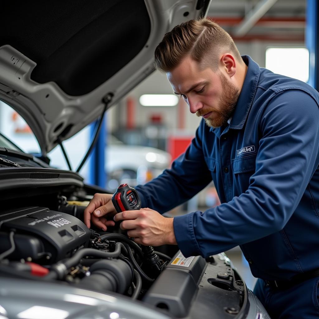 Weber Road Auto Service Specialist Working on Engine