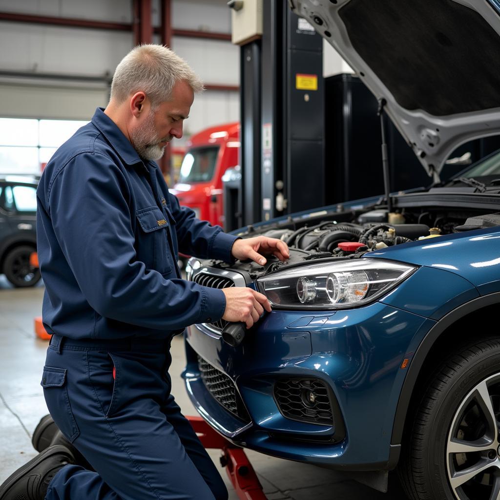 Routine Car Maintenance Being Performed in Weissensee