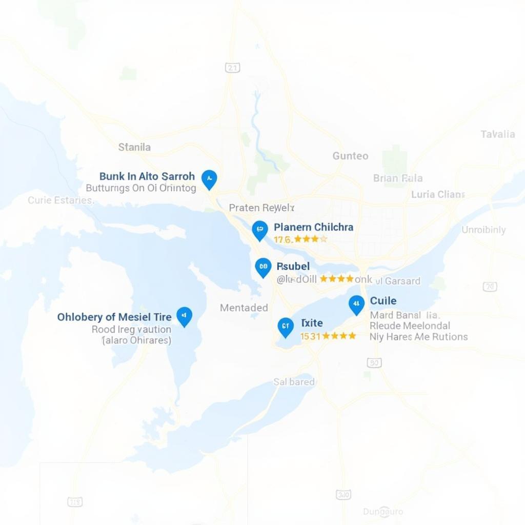 West Shore Auto Service Map Showing Locations of Different Garages and Dealerships