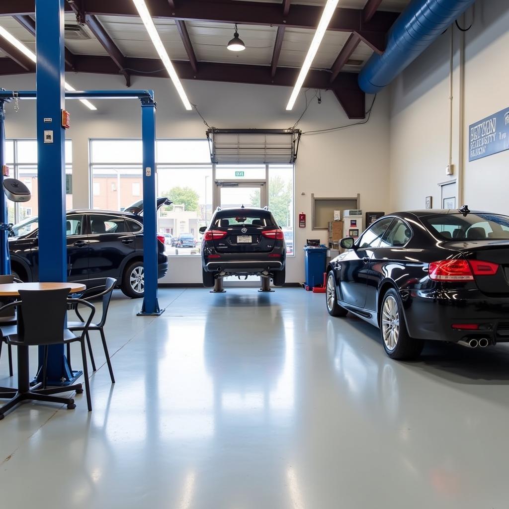 Interior of a Modern Auto Repair Shop in Westbury