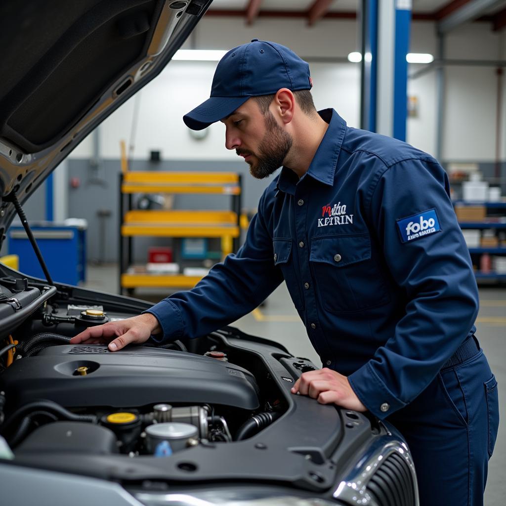 Williams Auto Service Technician Working on Car Engine