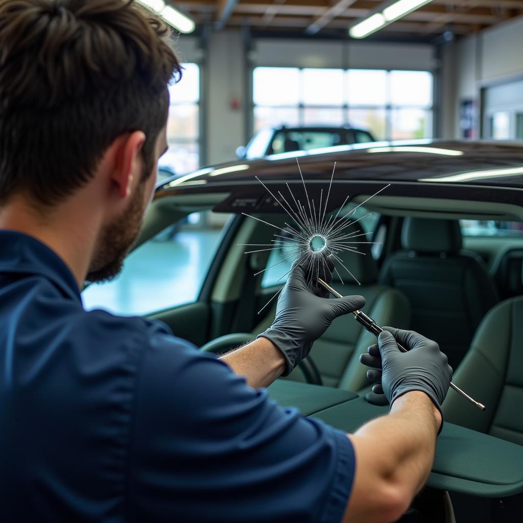 Windshield crack repair in Kenner