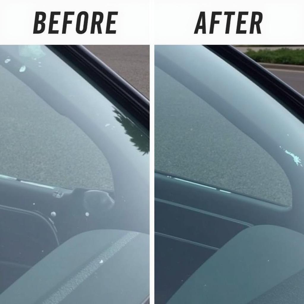 Before and After Photos of a Windshield Chip Repair in DeKalb County