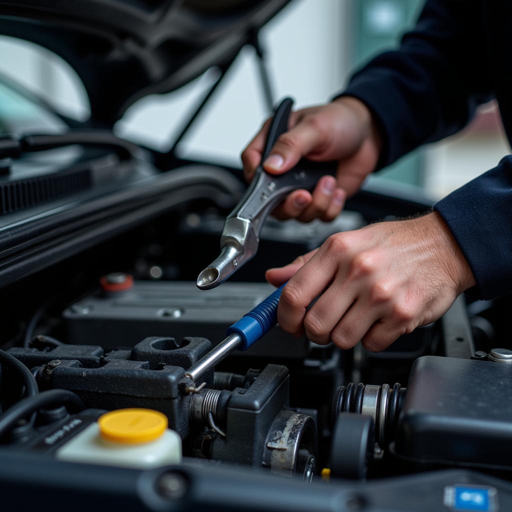 Experienced Technician Performing Complex Engine Repair