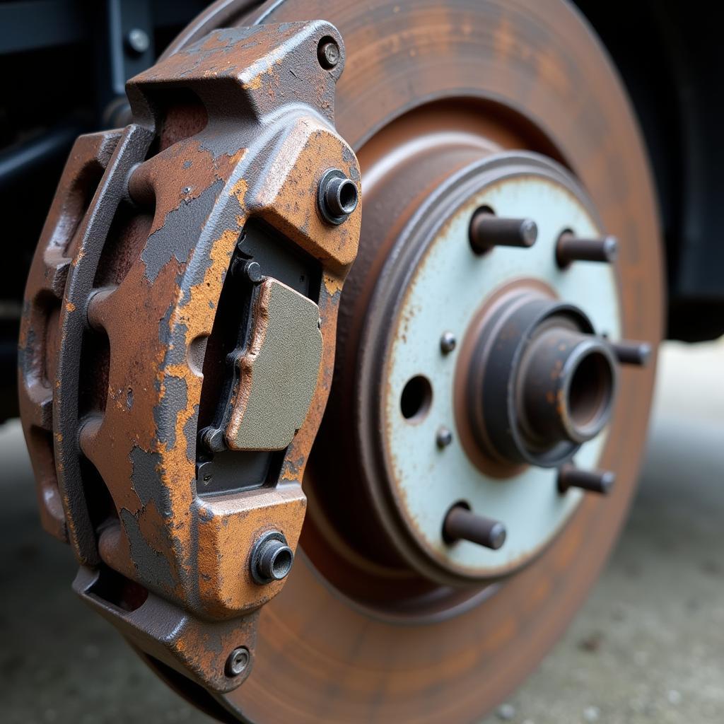 Worn brake pad indicating the need for replacement during auto service