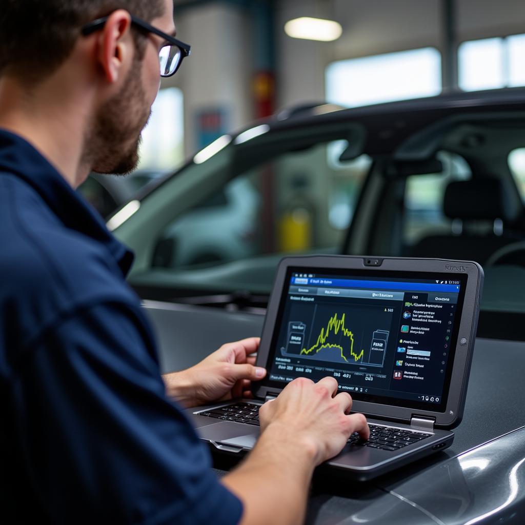 Yuba City Mechanic Performing Diagnostics on a Car