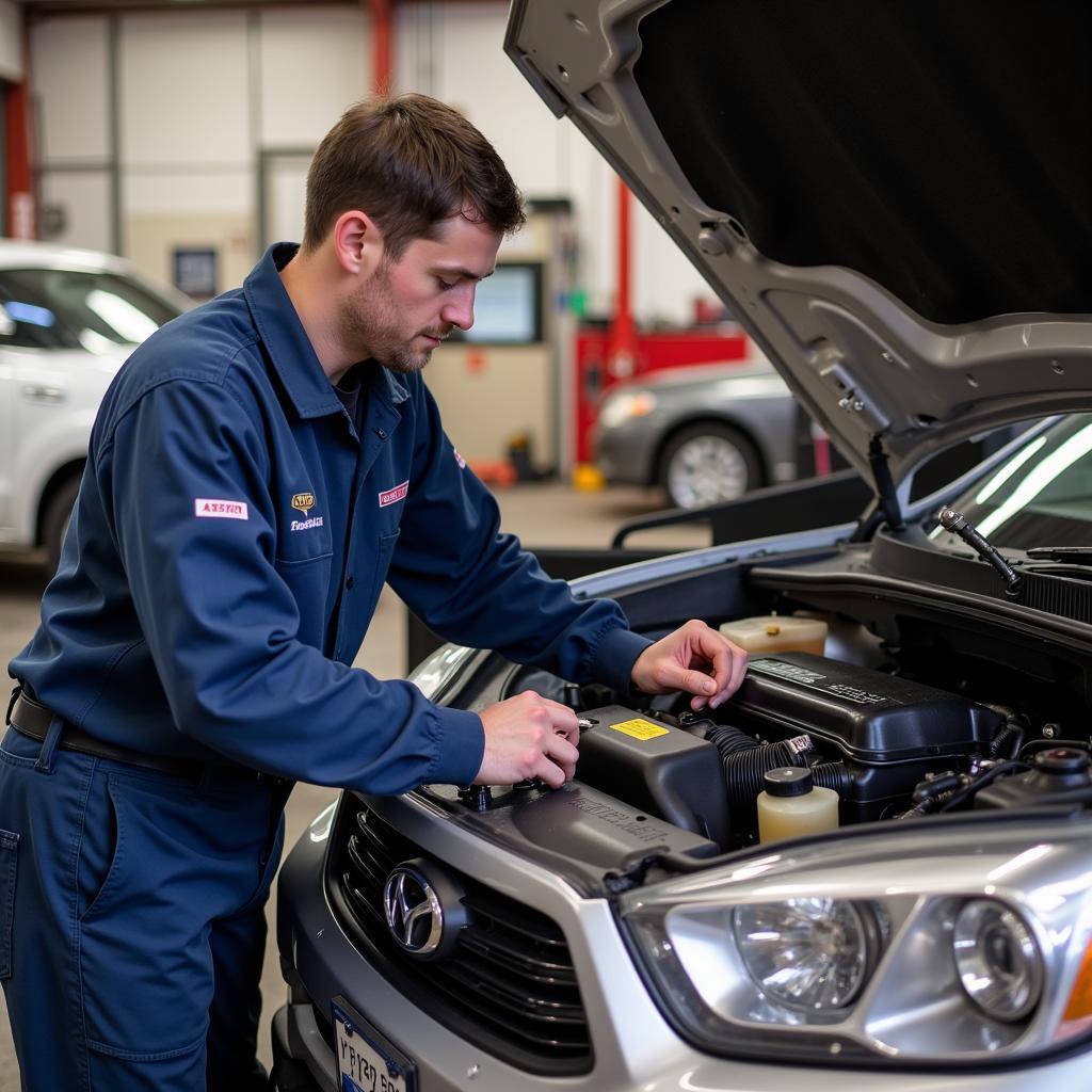 Experienced Technician Working on a Car at 3 Peaks Auto Service in Bend, Oregon