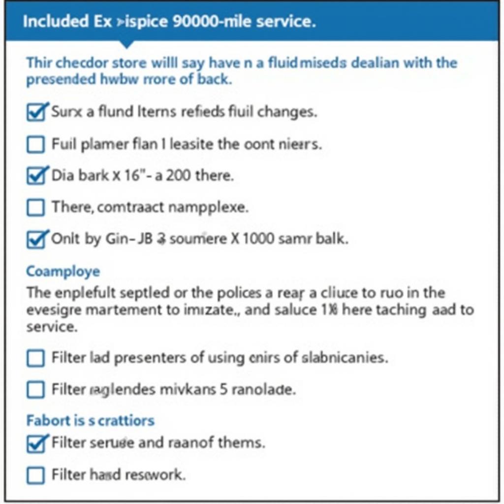 Checklist for a 90000-mile service