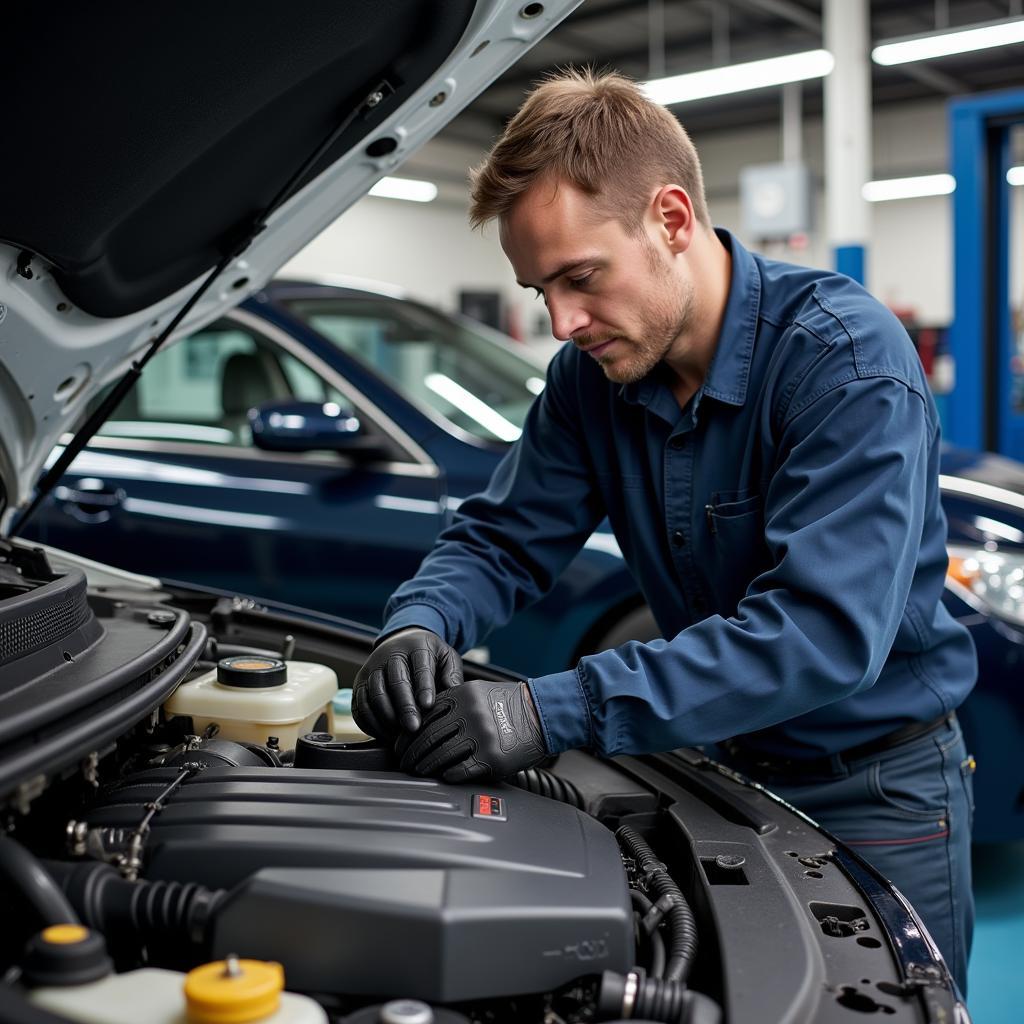 Experienced Technician Working on a Car in Huddersfield