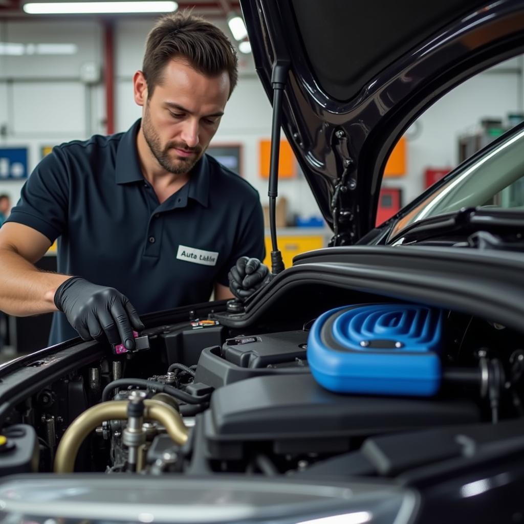 A2B Auto Services Mold Mechanic Working on Car