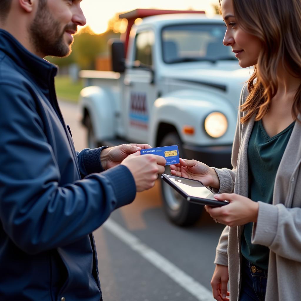 AAA Auto Club Member Receiving Roadside Assistance