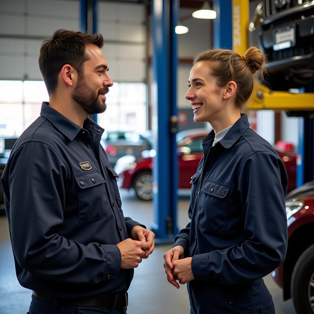 Customer Talking to Mechanic in Redmond WA