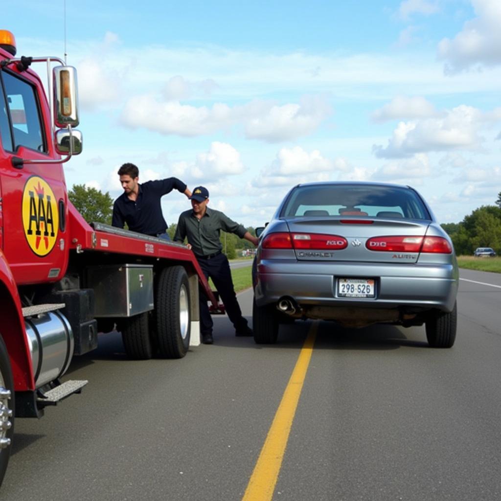 AAA Roadside Assistance Tow Truck in Action