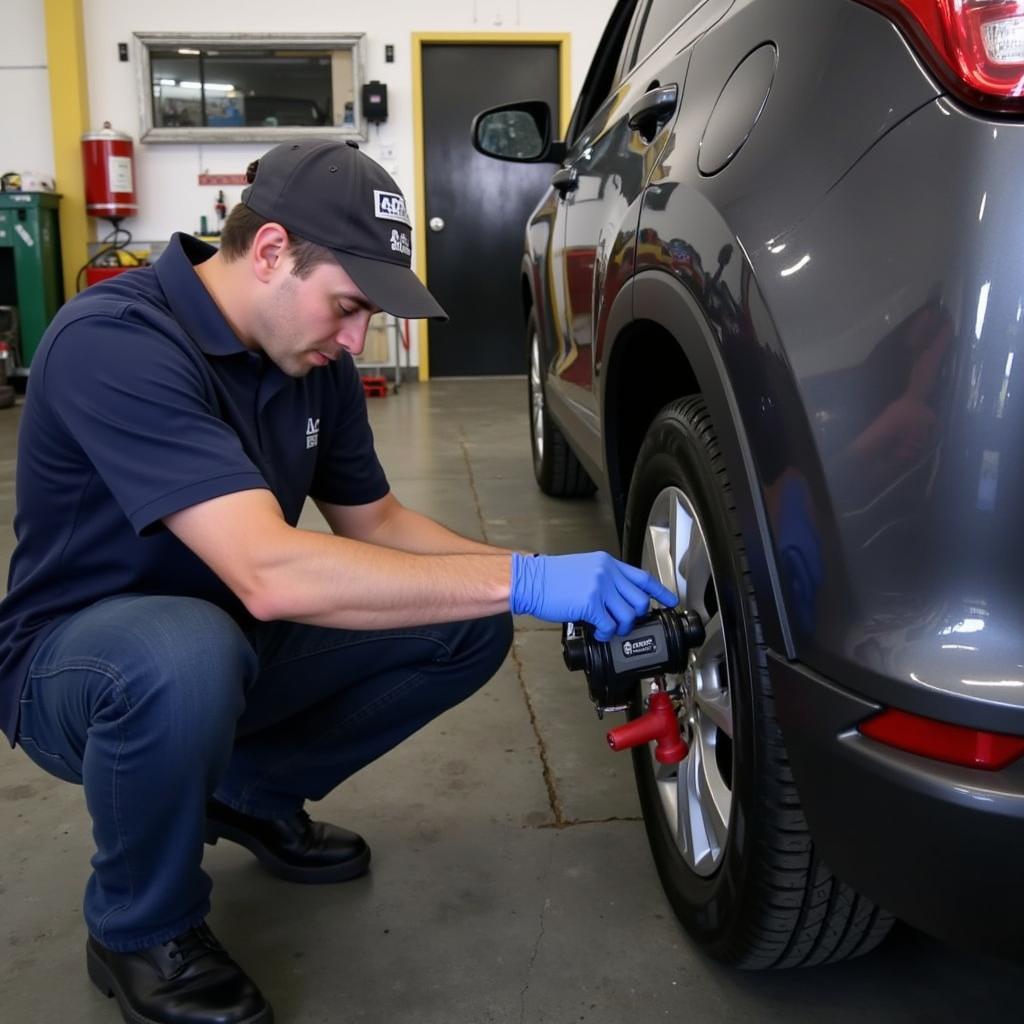 Mechanic Working on a Car at AAA Tire & Auto Service Toledo