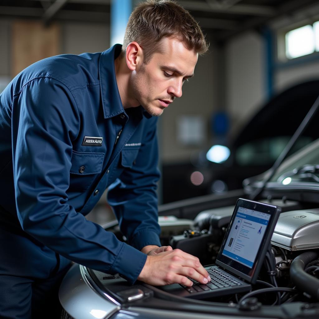 Experienced Abba Auto Service Technician Diagnosing a Vehicle Issue