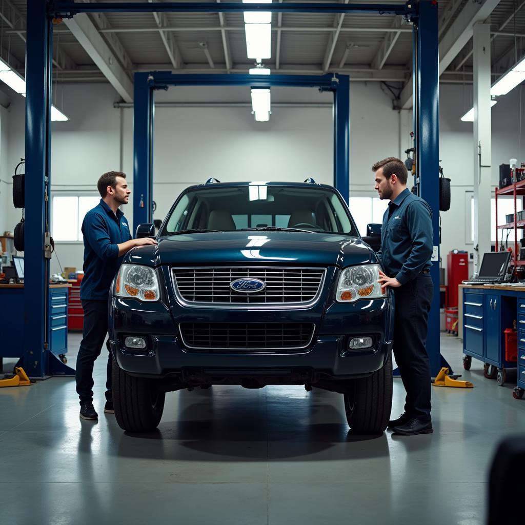 Car undergoing routine maintenance at an Aberdeen auto service center.