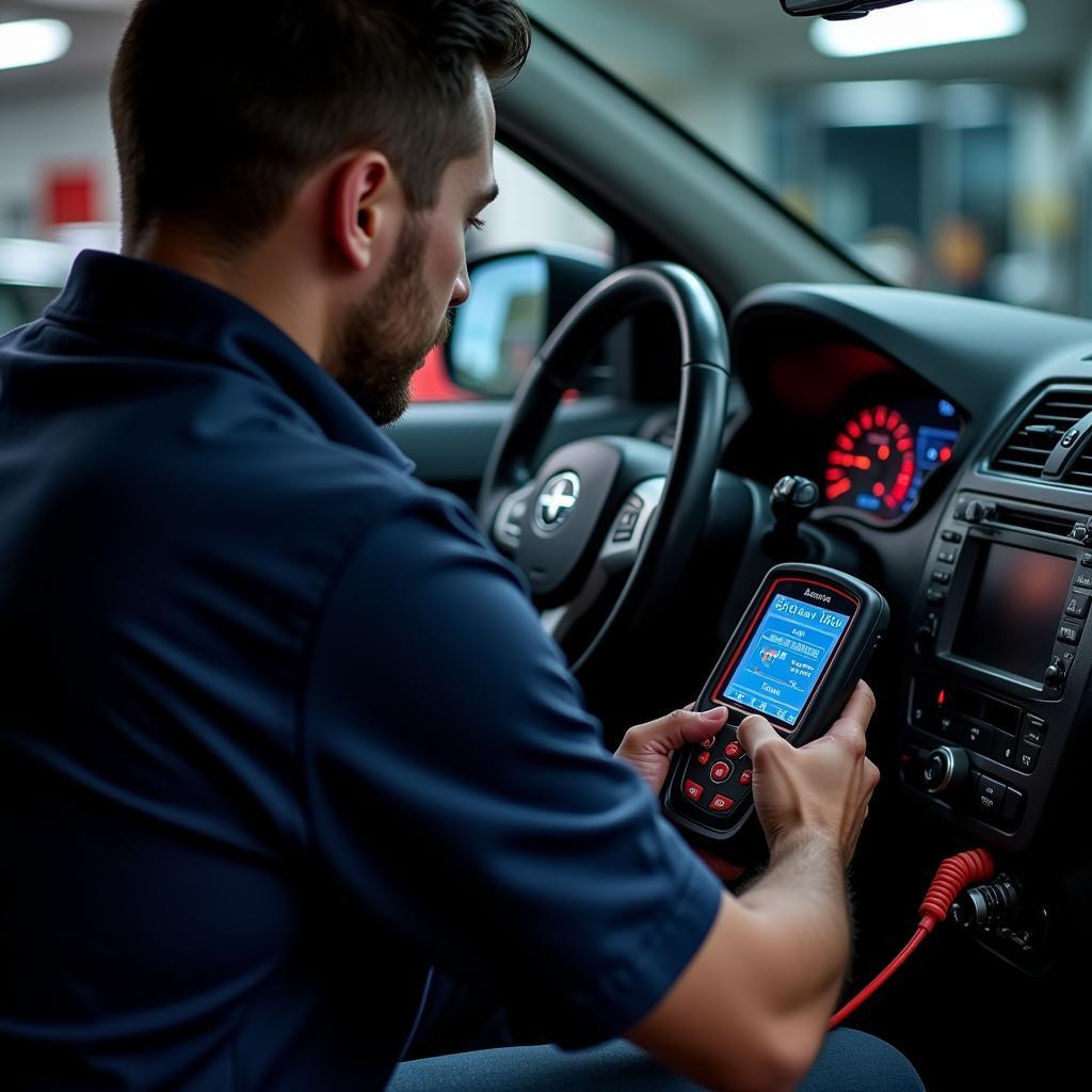 Mechanic Performing Accurate Car Diagnostics