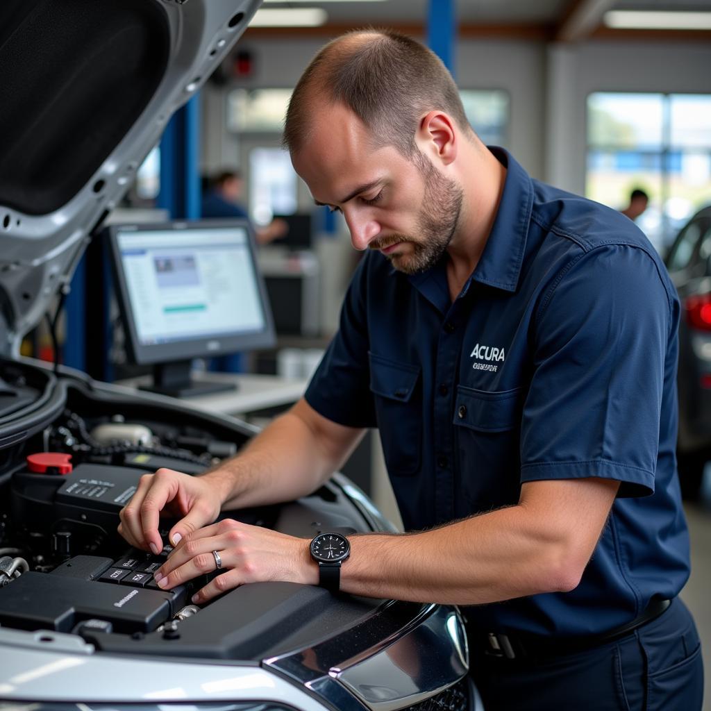 Acura Certified Technician Working on a Vehicle