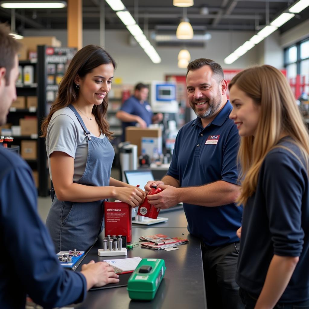 Advance Auto Parts Customer Service Representative Helping a Customer