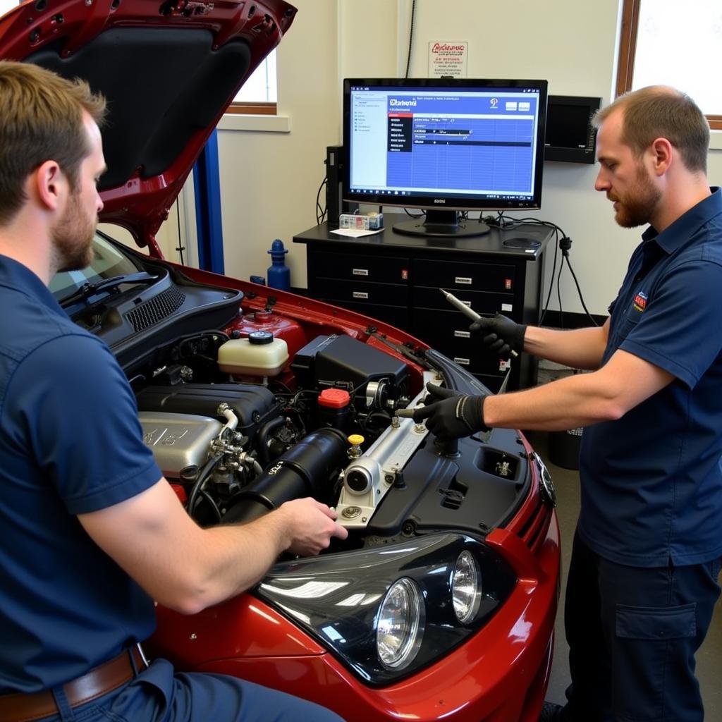 Aiden's Auto Service Technicians Working on a Car