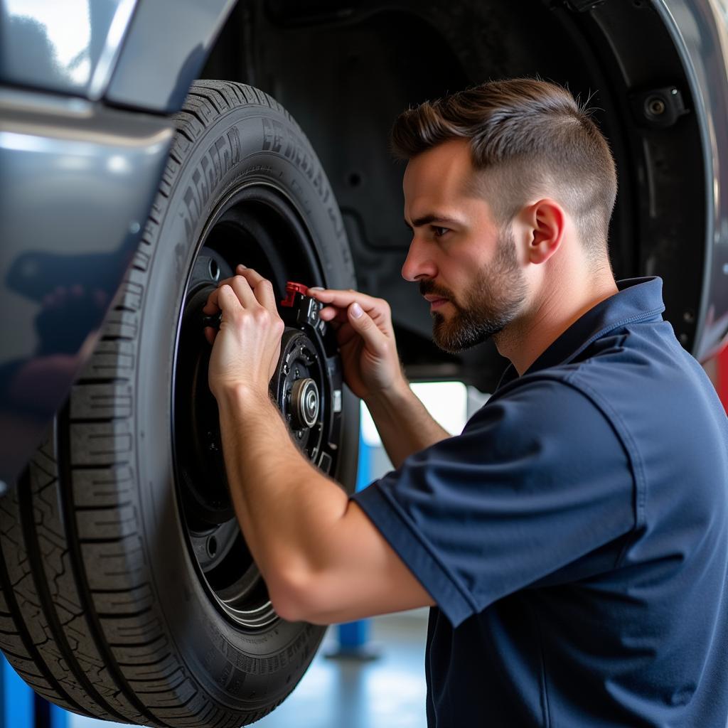 Alexander Auto Service Mechanic Performing Vehicle Inspection