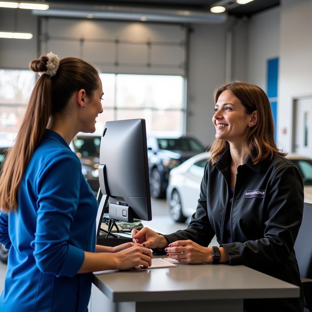 Customer Interacting with Service Advisor