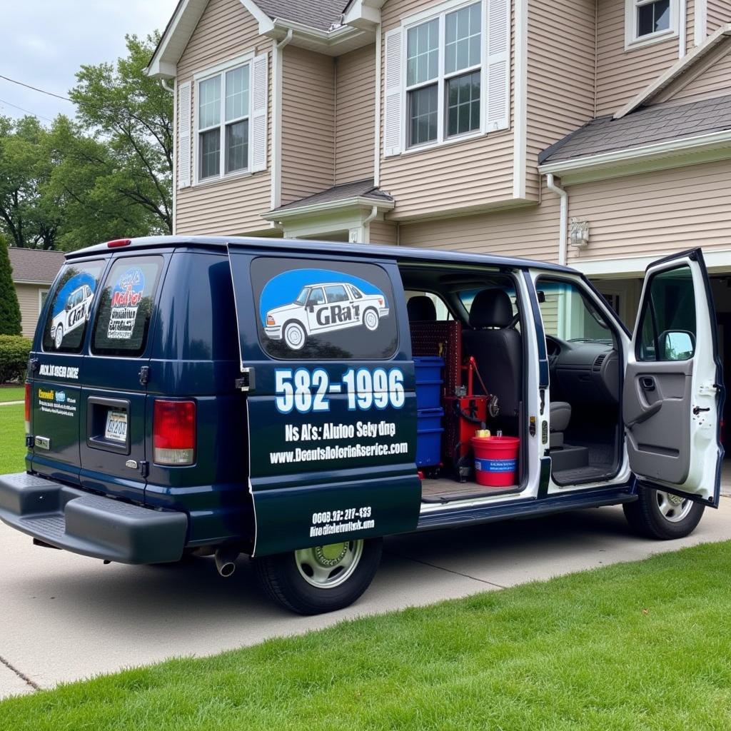 Al's Auto Service Mobile Repair Van Parked at a Customer's Location