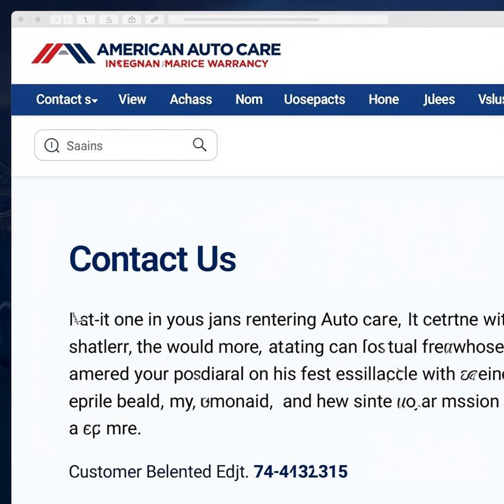 American Auto Care Website Contact Us Page