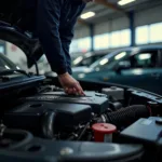 Mechanic Inspecting Car Engine in Anchorage