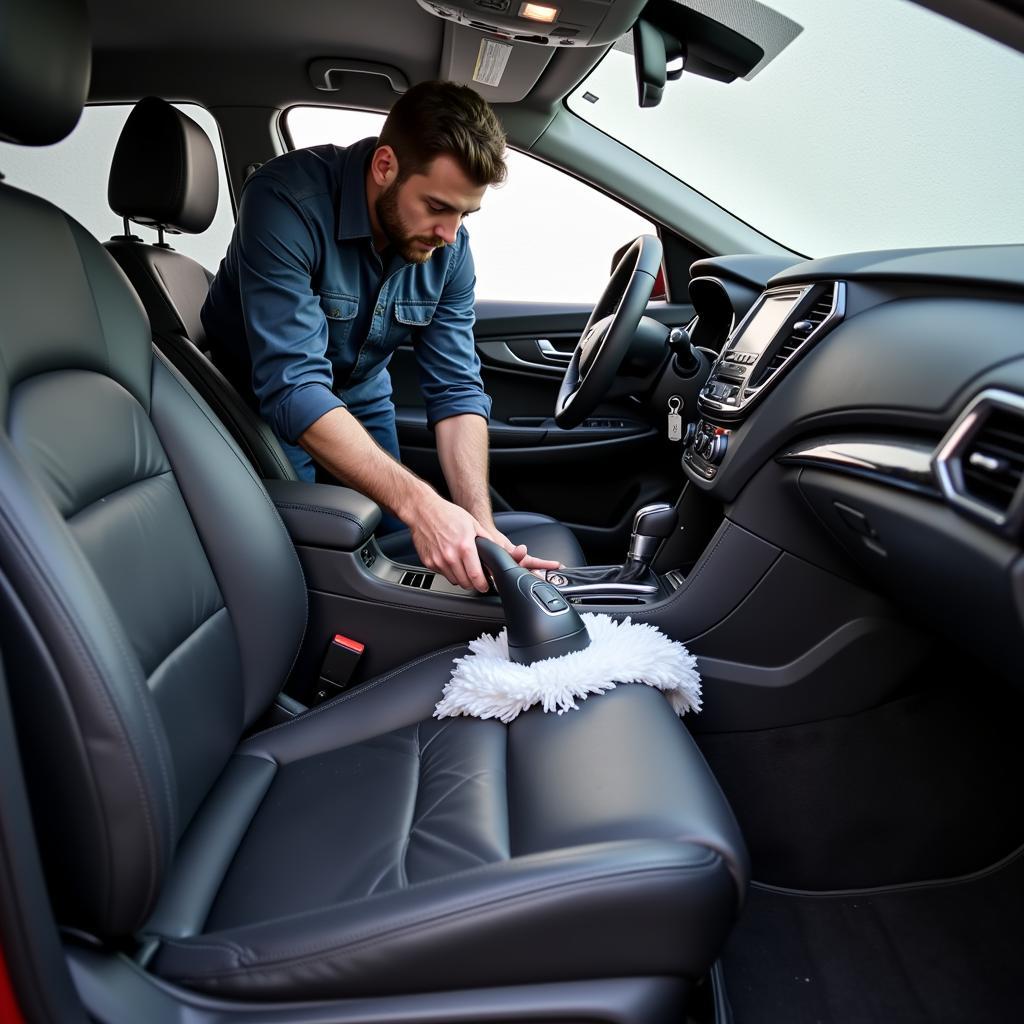 Interior cleaning at an auto detailing service in Apex, NC