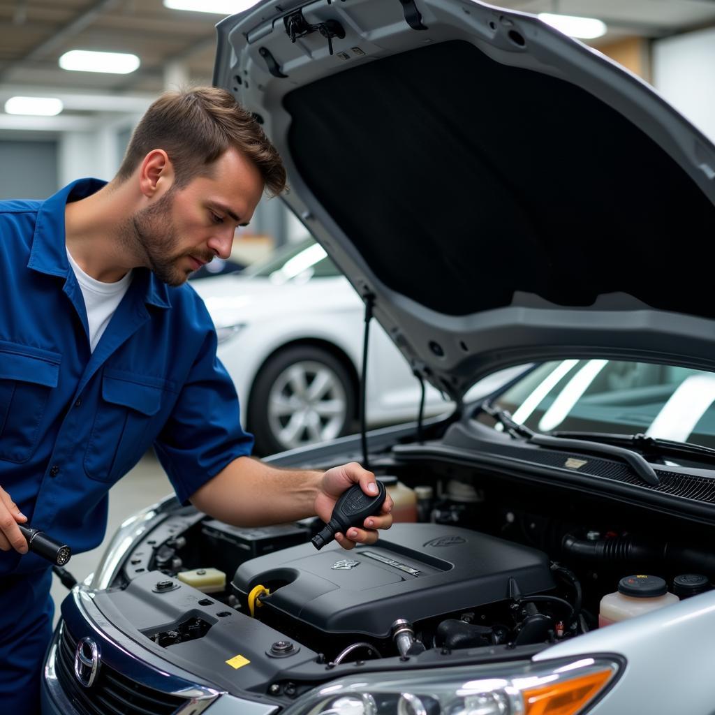 Mechanic Inspecting a Car at Arik Auto Service