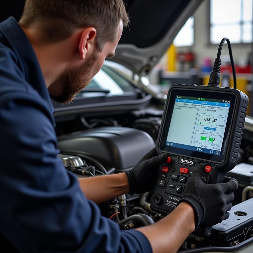 Mechanic working on a car at Arn's Auto Service