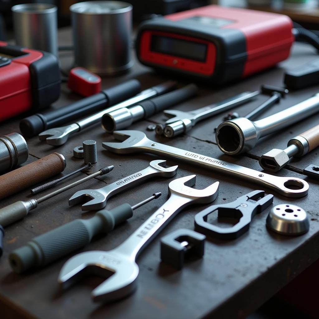 Specialized tools in an auto repair shop in Los Angeles