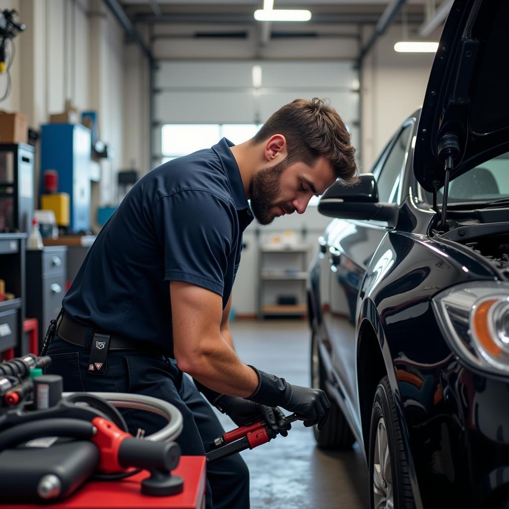 ASE Certified Technician Working on a Car in Johns Creek