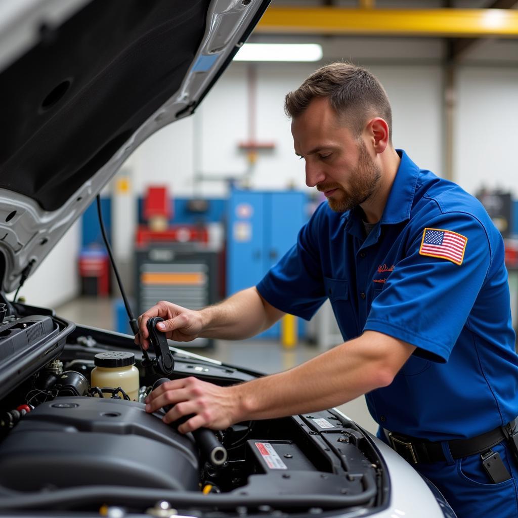 ASE Certified Technician Repairing Car AC