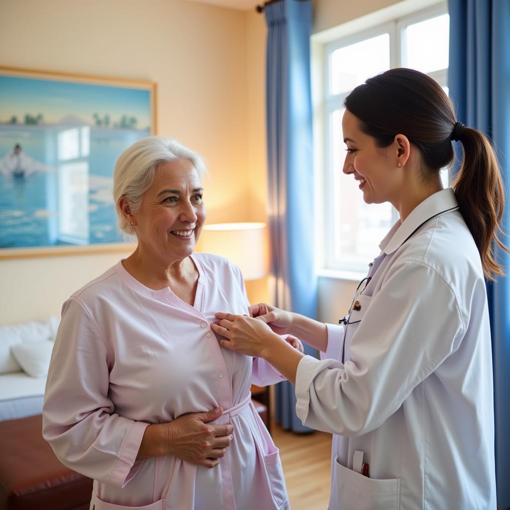 Attendant Helping Patient with Daily Tasks