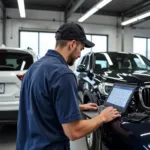 Experienced Technician Working on a Car in an Auburn Hills Auto Service Center