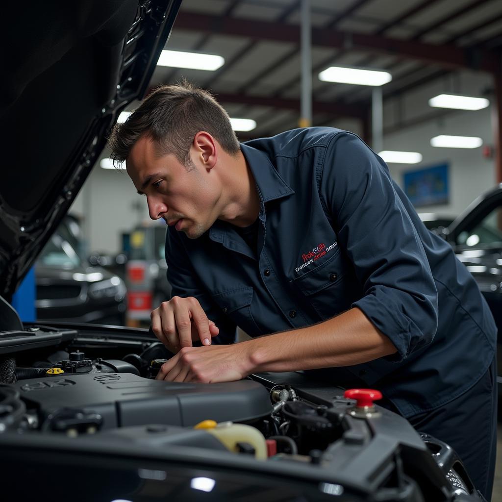 Skilled auto service technician working diligently in Austin, MN