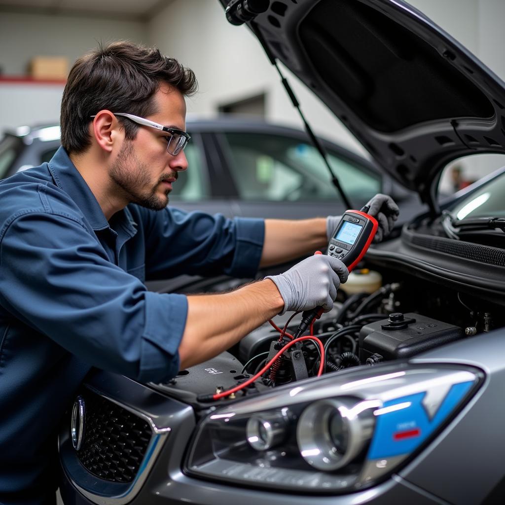 Auto AC Repair Technician Working