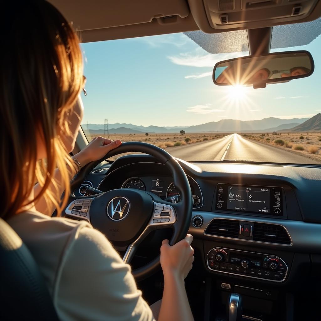 Car with AC on in the Las Vegas Desert