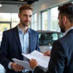 Auto Broker Negotiating Car Deal in Massachusetts