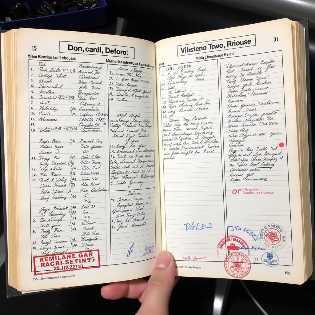 Example of a Filled-Out Auto Car Service Maintenance Stamps Book