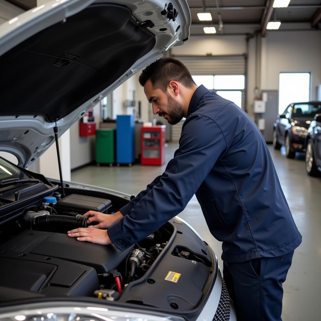 Mechanic Inspecting a Vehicle Through an Auto Concierge Service